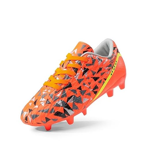 DREAM PAIRS Boys HZ19003K Soccer Football Cleats Shoes Orange Dark Grey Yellow Size 12 M US Little Kid