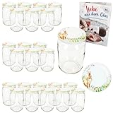 MamboCat 24er Set Sturzglas 720 ml mit to 82 Schraub-Deckel Osterfreude I Hasen, Blumen & Ostern I Einmachgläser + Diamant-Zucker-Rezept-Heft I Vorratsgläser einkochen