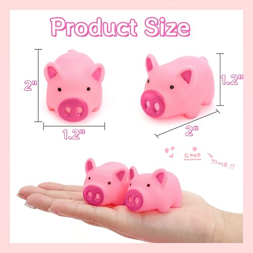Image of Goaste 100 Pieces Mini Rubber Pigs Bulk, Pink Bathtub Piggy Set, Cute Floating Squeaky Piggies, Tiny Float Squeak Pig for Shower, Birthday Party, Halloween, Class Carnival Prizes