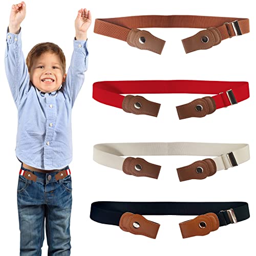 RUIJIE 4Stück Gürtel Kinder Gürtel Ohne Schnalle Elastischer Verstellbare Schnallenfreier Kindergürtel Unsichtbare Stretchgürtel Einstellbar Belts für Jungen Mädchen Jeans Hosen Kleid