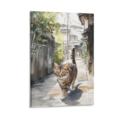 Chat rural chinois décoration murale peinture sur toile maison 30x45cm