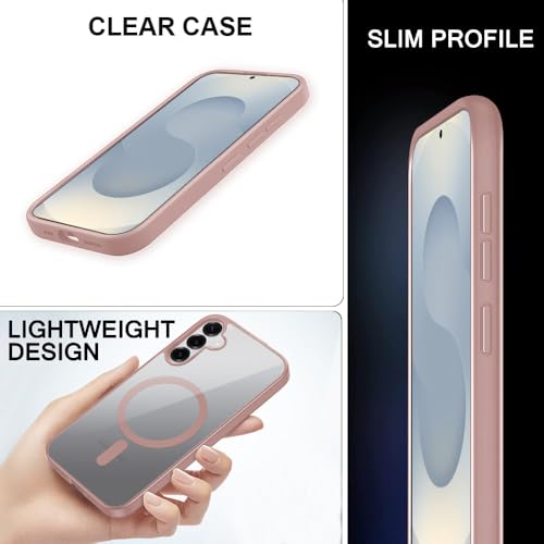 Image of Samsung S25 Plus Transparent Case | Shockproof Bumper & Camera Protection | Magsafe Compatible | Sleek Hard Crystal Back Cover for Samsung S25 Plus - Pink