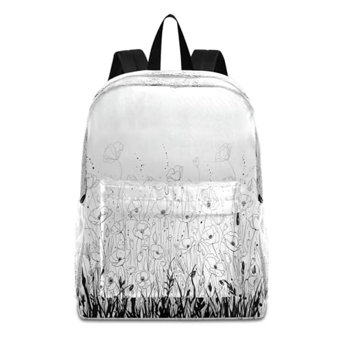 Mochila casual de flores de prado ligera para libros y uso escolar diario