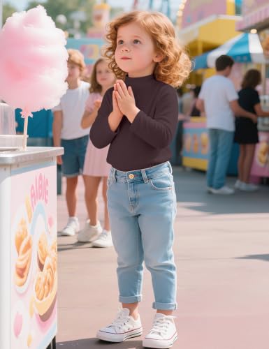 Image of Witwot Toddler Girls Mock Turtleneck Shirts Long Sleeve Thermal T-Shirt