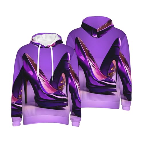 Pull en polyester pour homme avec imprimé rouge à lèvres et sweat à capuche violet - 7
