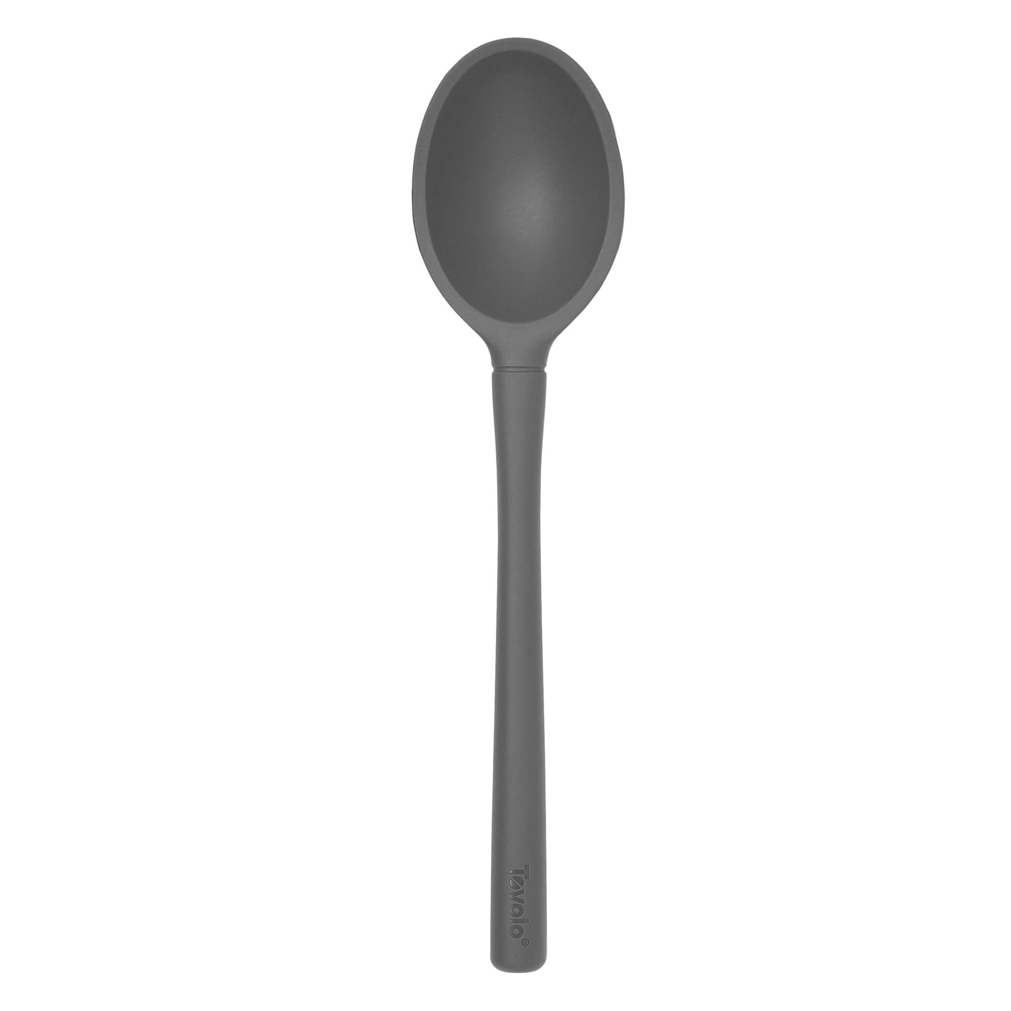 Tovolo Flex Core Silicone Deep Spoon for Cooking Mixing Baking Serving, Dishwasher Safe BPA Free All Silicone Kitchen Mini Spoon Heat Resistant Nonstick Safe Serving Spoon, Charcoal Gray