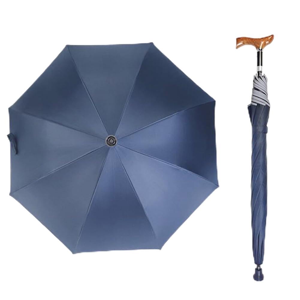 Paraguas Bastón Regulable En Altura Parasoles Bastón Multifunción Dedicado Seguro Ligero Hombres Mujeres Muleta Paraguas,Azul,76~80cm/30~31inch