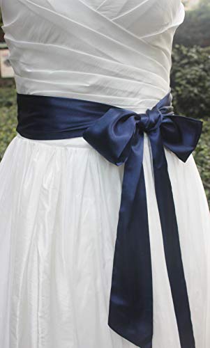 Wedding Satin Sash Belt For Special Occasion Dress Bridal Sash (Dark Navy) #TOP5