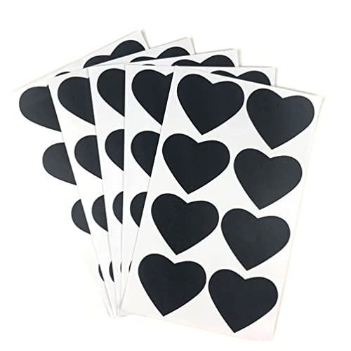 10 Sheets Heart Shaped Chalkboard Labels Erasable Black Sticker for Bottles Jars Kitchen Home Party Decoration