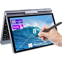 Crelander 2-in-1 Mini Laptop | 8-Inch Touchscreen Portable Small Pocket Computer | Intel 12th Gen N100 Processor | 12GB DDR5 RAM 1TB SSD | PD 30W Charging | WiFi6 BT5.2 |Backlit Keyboard |Windows 11