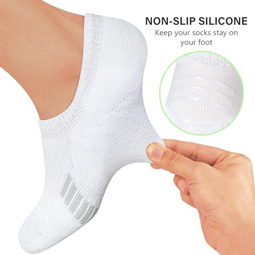 Image of Amutost Womens No Show Socks Anti-Slip Cushioned Breathable 5-10Pairs | Silicone heel grips, Arch compression band, Elastic cuffs, Moisture wicking, Size 6-8 /7-9 /9-11, Reduces blisters