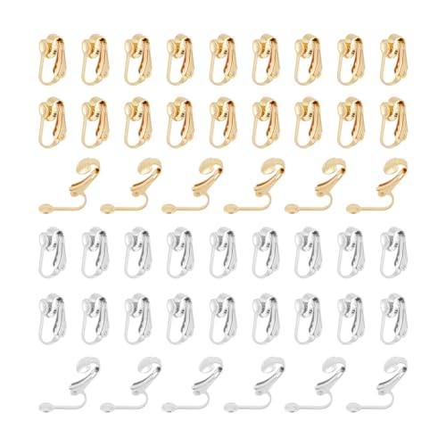 UNICRAFTALE 60Pcs 2 Colors 304 Stainless Steel Clip-on Earring Findings Golden Earring Clip Backs...