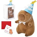 MOVING EARS Birthday Capybara Plush with Gift Bag and Card Capybara Stuffed Animal Plush Doll Pillow Birthday Gifts Party Decorations, 12 Inch