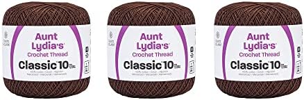 Aunt Lydia Classic Fudge Brown Crochet - 3 Pack of 350y/320m - Cotton - Gauge 10 - Crochet