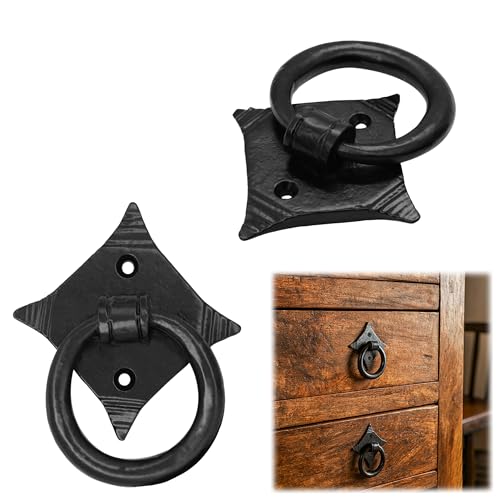 SaKeGa Mystic Colonial Cast Iron Ring Pull Handles – Blackened