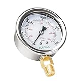 ELECALL 5000psi Silicone Oil Filled Hydraulic Pressure Gauge for Water Oil Air Pressure Test in Pool