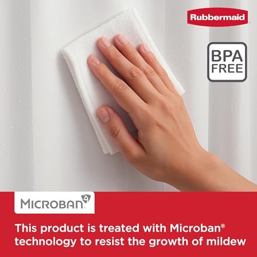 Image of Rubbermaid Clear Waterproof Shower Curtain Liner with 5 Storage Pockets,Heavyweight 8g PEVA Shower Liner for Bathroom,with Gray Rustproof Grommets&Pockets, Standard Size,Clear, 70 inchW x 72 inchL (Pack of 6)