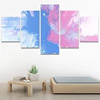 SIGNWIN 5 Panel Canvas Wall Art Modern Art Abstract Brushstroke Closeup Digital Art Minimalism Minimalist Multicolor Pastel for Home Decorations Ready to Hang - 60