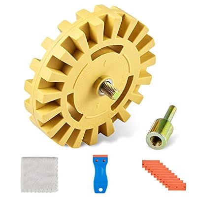 Decal Eraser Wheel Pin Stripe Removal Tool Kit Car Adhesive & Sticker Remover Rubber Wheel with Drill Adapter for Vinyls Glues Graphics Emblems Pinstripes Decals Removal