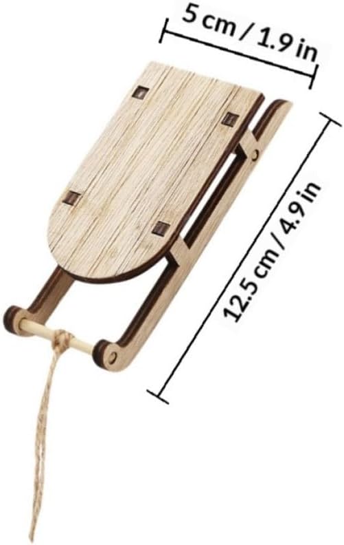 8pcs Wooden Sled Ornament Christmas Sleigh Decoration for Xmas Tree