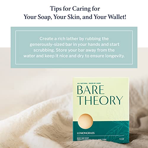 Bare Theory All-Natural Lemongrass Soap With Lavender And Vetiver Essential Oils, Moisturizing Soap Bar, Olive Oil & Shea Butter Bath Soaps #TOP5
