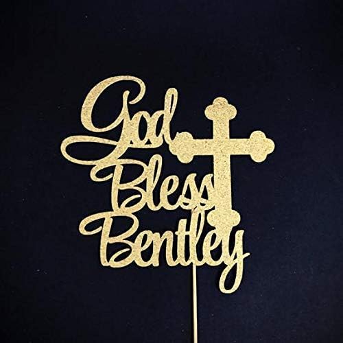 Atelier Elegance Any Name, God Bless Cake Topper, First Communion Cake Topper, Baptism