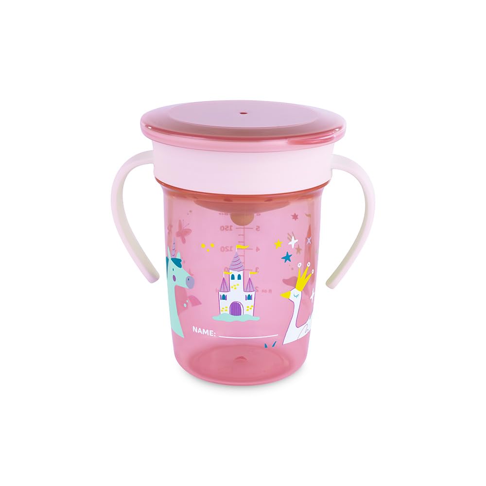 Miniland - 360º Spill-Proof Training Cup for Babies, Sippy Cup with Handles and Lid, Dishwasher Safe, BPA-Free, 270ml (Fantasy)