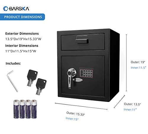 Barska Ax11930 Large 1.10 Cubic Ft Digital Multi-User Keypad Security Business Depository Drop Safe With Front Load Drop Box For Money, Cash, And Mail #TOP1