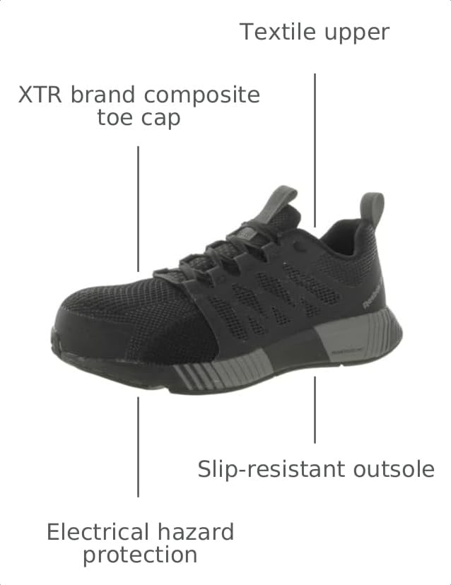 Image of Reebok Work Mens Fusion Flexweave Slip Resistant Composite Toe Work /Duty - Black