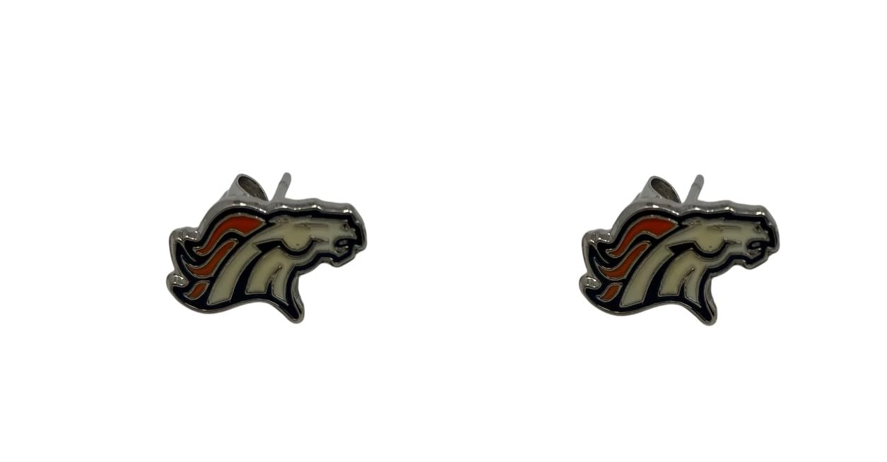 Pro Specialties Group NFL Stud Earrings, Small, Team Colors (Denver Broncos Logo)