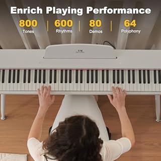 MUSTAR 88 Key Piano Keyboard for Beginners, Full-Size Digital Piano 88 Semi Weighted Keys with 3-Pedal Unit, Portable Electric Piano with Built-In Speakers, USB/MIDI Connecting (White)