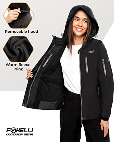 Foxelli Women's Rain Jacket, Waterproof Lightweight Hiking Jacket For Women Black #TOP2