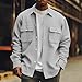 Early Mens Clothes, Casual Button Up Corduroy Jackets Long Sleeve Fashion Stylish Lightweight Shirt Jacket (6XL, Gray)