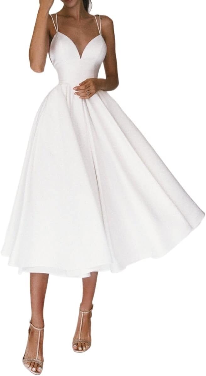 Women's Sexy Suspenders Dress Elegant Spaghetti Strap Solid Color High Waist Dress Wedding Guest Evening Gown