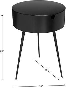 Meridian Furniture Bali Collection Modern | Contemporary Durable Metal Side Table/Nightstand, 16 W x 16 D x 23 H, Black