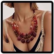 Multi layer adjustable collarbone chain bead Burgundy coral necklace earrings jewelry set For Women