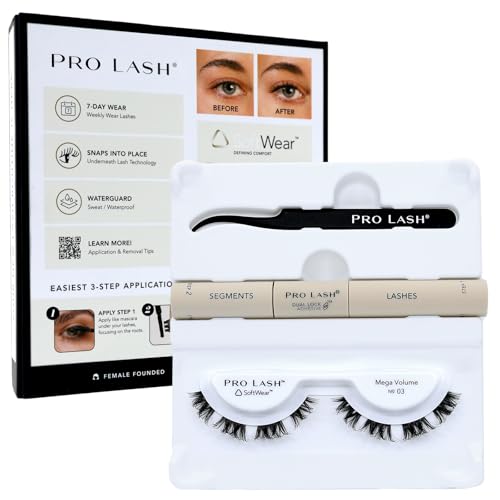 Pro Lash SoftWear Mini Lash Clusters Kit - Seamless Lightweight Lashes - 7-Day Cluster Eyelash Extensions - False Eyelashes Plus Adhesive and Tweezers - Mega Volume No. 03 Black