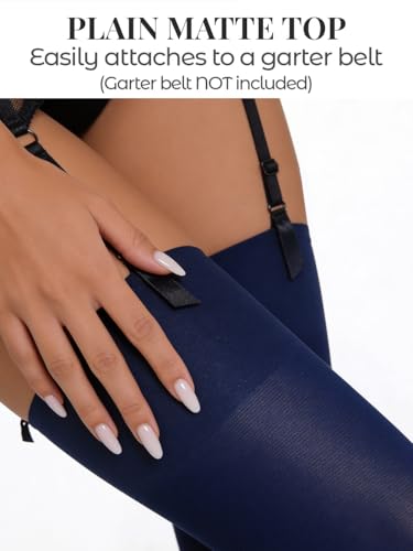 Image of Mila Marutti Thigh High Stockings for Women | Garter Belt Stockings Semi Opaque 40D | Colored Suspender Stockings Pantyhose