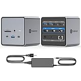 TOBENONE USB C Docking Station Dual Monitor, USB C Dock with 150W Power Adapter, 15W Charging for Ph