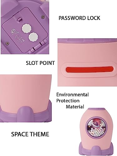 Image of Money Saving Bank with Coin Slot / /Creative Cartoon Design Money Bank / /Plastic Piggy Bank for Boys & Girls (Pack of 1) (Rocket - Pink)
