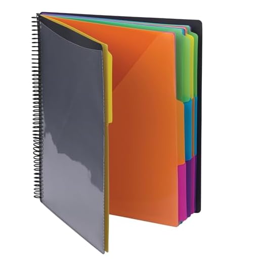 Smead 24 Pocket Poly Project Organizer, 1/3-Cut Tab, Letter Size, Gray with Bright Colors (89206)