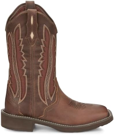 Justin Boots Womens Paisley 11" Square Toe Casual Boots Mid Calf Low Heel 1-2" - Brown - Size 11 B | Image 2