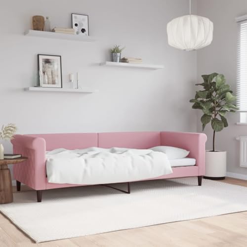 vidaXL Sofá Cama Terciopelo Rosa 80x200 cm, Cama de Invitados, sofá, sofá Cama Individual, sofá Cama cómodo, sofá para Dormir, sofá Cama de Terciopelo