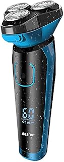 Aesfee Electric Shavers for Men IPX7 Waterproof Wet and Dry, Mens Electric Razors Cordless USB Rechargeable Rotary Shaver with Pop-up Trimmer and Travel Lock, Blue