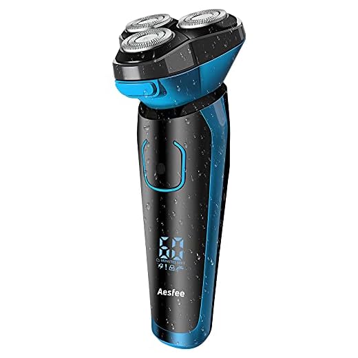 Rasoir Electrique Homme Rechargeable Etanche Wet&Dry Rasoir Electrique 3D Têtes Rotatives Tondeuse barbe avec écran LCD, Verrouillage de Voyage