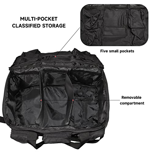 Sparklekle Military Duffel Bag 50L Gym Bag for Men Convertible Weekend Backpack for Sports Travel Camping (Black) - Image 4