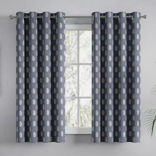 Image of haus & kinder Jacquard Window Curtains 5 Feet Long Pack of 2 Window Curtains, 5 Feet Curtains for Window (Feather Fern, Steel Grey 130x152 CM)