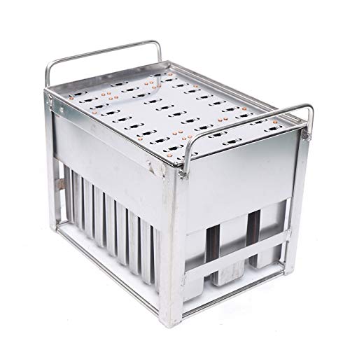 Stainless Steel Ice Cream Molds, 30 Packs Professional Round Head Grooved Ice Pop Molds, Metal Ice Lolly Ice Cream Mold Ice Cream Maker Mold Stick Holder, Single Cup Capacity 115g (30Pcs 115g)