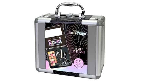 bonvoyage, Kit de Maquillaje para Ojos, con Pestañas Postizas, Paleta de Sombras de 18 Colores, Delineadores, Rizador de Pestañas, y Brochas, Kit Portátil y Liviano, All About My Eyes - imagen 4