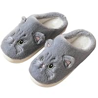 SHAINE House Slippers for Women Men, Fluffy Cute Cat Slippers Memory Foam Cozy Warm Plush Slippers Fuzzy Slip-on Home Bedroom Shoes for Indoor Outdoor